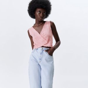 NWT Zara Textured Weave Cropped Top